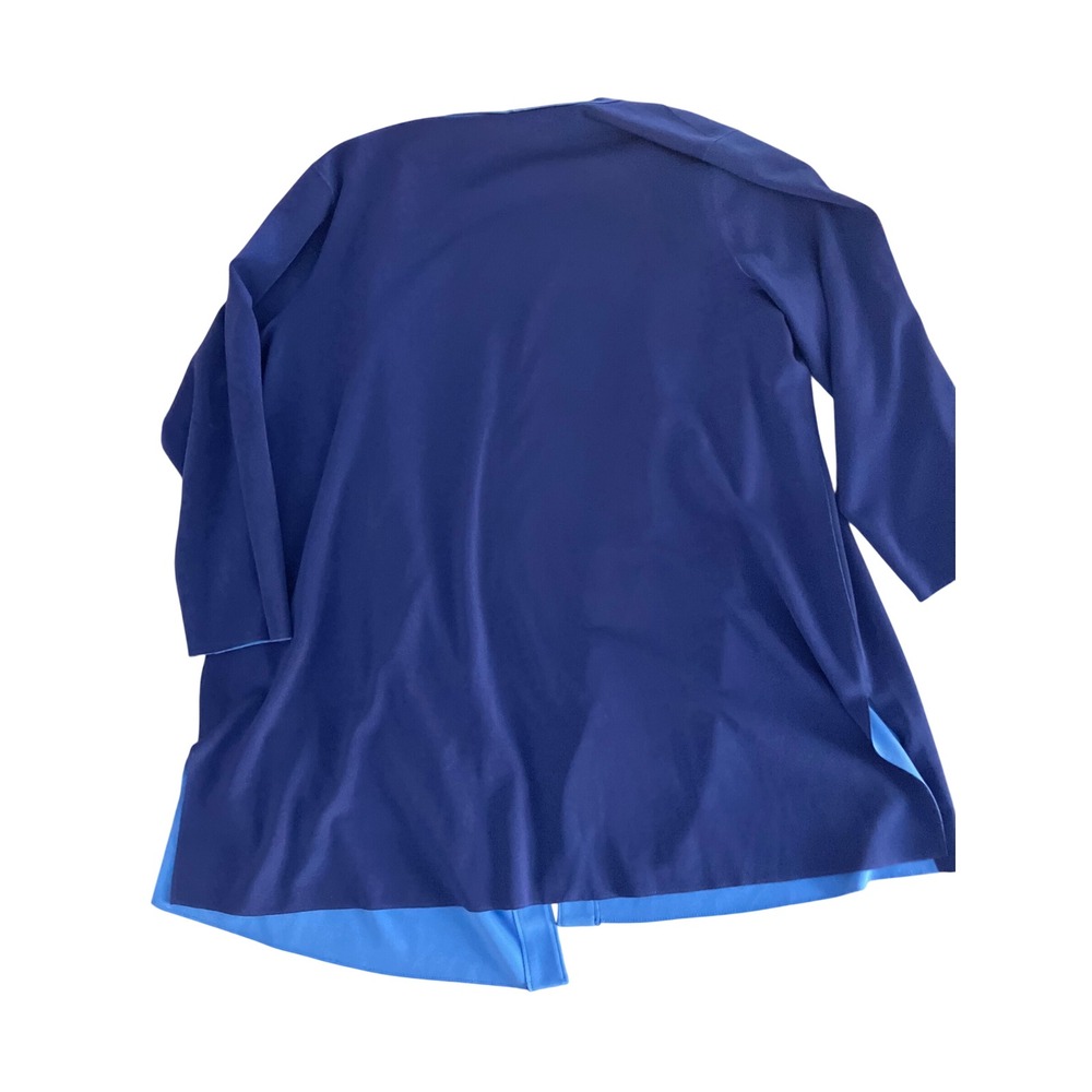 Susan Graver Everyday‎ Blue Liquid Knit Open Front Cardigan Sweater 2X Capsule - Picture 2 of 7